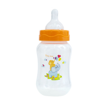 Бутылочка для кормления с широким горлом Baby team, 250 мл, 0+, арт. 1002 (оранжевая)