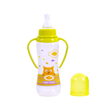 Бутылочка для кормления с силиконовой соской и ручками Baby team, 250 мл, 0+, арт. 1411 (Зеленая)