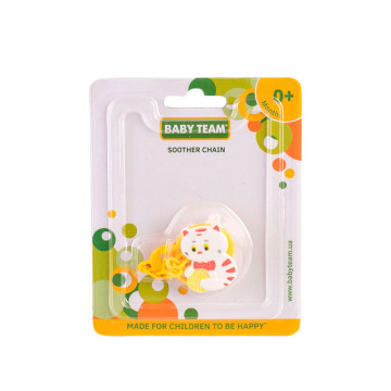Ланцюжок для пустушки «Звірятка» Baby team, 0+, арт. 3332 (котик)