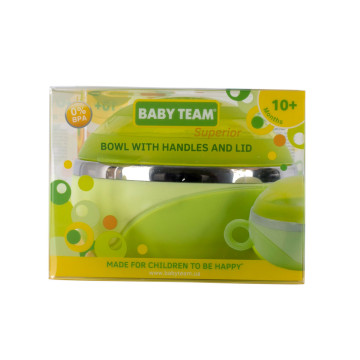 Тарелка глубокая с крышкой и ручками, из нержавеющей стали Baby team, 240 мл, 10+, арт. 6092