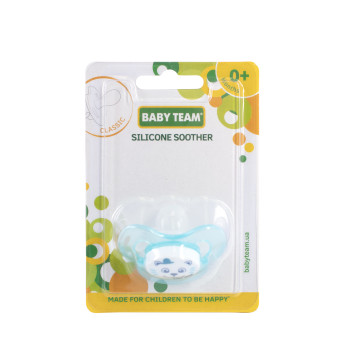 Пустышка силиконовая классическая Baby team, 0+, арт. 3007 (голубая)