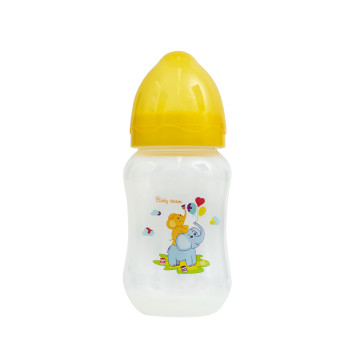 Бутылочка для кормления с широким горлом Baby team, 250 мл, 0+, арт. 1002 (желтая)