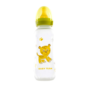 Бутылочка для кормления с латексной соской Baby team, 250 мл, 0+, арт. 1310 (Зеленая)