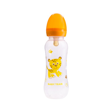 Бутылочка для кормления с латексной соской Baby team, 250 мл, 0+, арт. 1310 (Оранжевая)