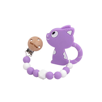 Прорезыватель силиконовый с цепочкой Baby team, 0+, арт. 4055 (котик)