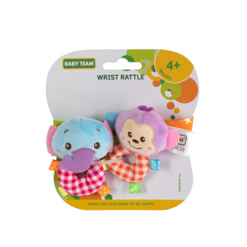 Брязкальце-браслет  Baby team, 4+, арт. 8504 (Слоник+Мавпочка)