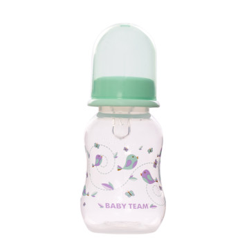 Бутылочка для кормления с талией и силиконовой соской Baby team 125 мл, 0+, арт. 1111 (Мятная)
