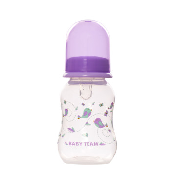 Бутылочка для кормления с талией и силиконовой соской Baby team 125 мл, 0+, арт. 1111 (Фиолетовая)