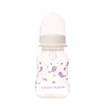 Бутылочка для кормления с талией и силиконовой соской Baby team 125 мл, 0+, арт. 1111 (Белая)