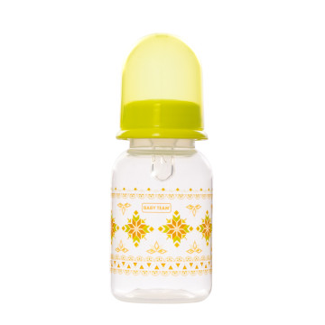 Бутылочка для кормления с силиконовой соской Baby team, 125 мл, 0+, арт. 1400 (зеленая)