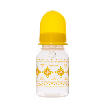Бутылочка для кормления с силиконовой соской Baby team, 125 мл, 0+, арт. 1400 (Желтая)
